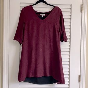 Amour Vert maroon minidress / tunic 100% silk M